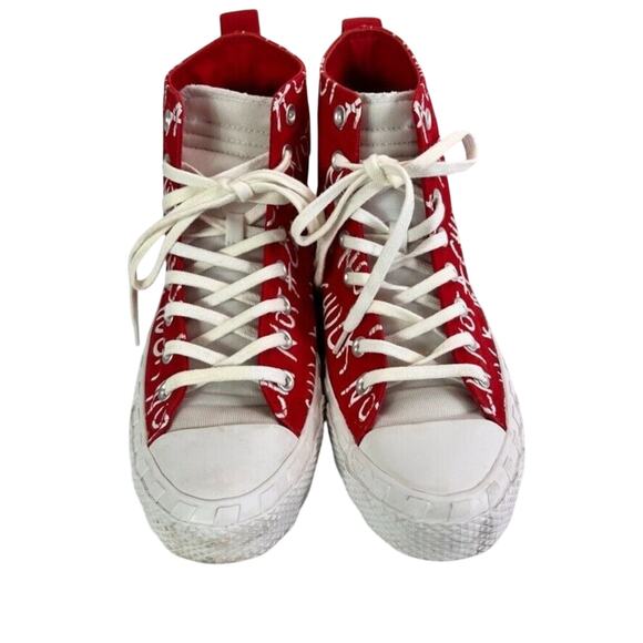 Converse Sneakers Unisex M 8.5 W 10.5 Red White High Top Not A Chuck Embroidered - Picture 3 of 16